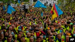 Vozači kamiona protestuju zbog visoke cene goriva u Madridu, Španija, 25. mart 2022. (Foto: ARHIVA)