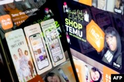 美國首都華盛頓Temu消費者視頻顯示的Temu app。（2023年2月23日）