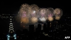 The 46th annual Macy's 4th of July Fireworks over the East River, July 4, 2022 as seen from the 91st floor of the SUMMIT One Vanderbilt observation in New York.