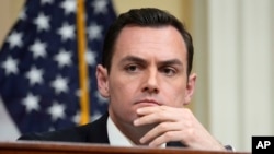 FILE - Chairman Mike Gallagher, R-Wis., listens during a hearing of a special House committee dedicated to countering China, on Capitol Hill, Feb. 28, 2023, in Washington. Gallagher and other U.S. lawmakers began a three-day visit to Taiwan Feb. 22, 2024.