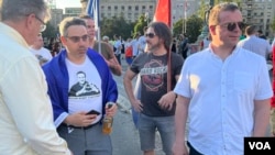 Petar Nikitin (levo), osnivač Ruskog demokratskog društva, na protestu (arhiva)