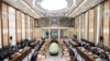 Uzbekistan's President Shavkat Mirziyoyev addresses the National Security Council in Tashkent, Jan. 12, 2024. Mirziyoyev spoke about the need for competitive and credible media, as an antidote to the influence of foreign news outlets. (president.uz)