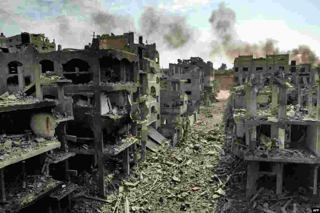 This aerial image shows buildings destroyed by Israeli airstrikes in the Jabalia camp for Palestinian refugees in Gaza City, Oct. 11, 2023. Israel declared war on Hamas on Oct. 8 following a shock land, air and sea assault by the Gaza-based Islamists. The death toll from the shock cross-border assault by Hamas militants rose to 1,200, making it the deadliest attack in the country's 75-year history.