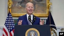 Američki predsjednik Džo Bajden govori u Bijeloj kući, 1. oktobar 2023. godine (Foto: AP/Manuel Balce Ceneta)