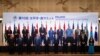 Leaders of Pacific island nations and territories pose for a group photo during the 10th Pacific Islands Leaders Meeting in Tokyo on July 18, 2024.