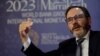 Ekonom utama IMF, Pierre Olivier Gourinchas berbicara dalam interview di sela pertemuan Bank Dunia-IMF di Marrakech, Maroko, 9 Oktober 2023.