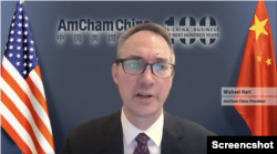 中国美国商会总裁何迈可（Michael Hart）(中国美国商会视讯记者会截图)