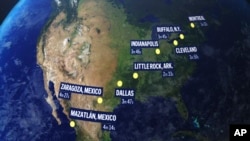 Foto Achiv: Yon eklips total soley la 8 Avril, pral tanmen sou kot Pasifik peyi Meksik epi travese eta Texas ak Oklahoma, Sant Wes, Nodes Etazini anvan li fini nan rejyon es Kanada. 
