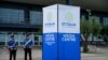 Police officers stand outside the G7 Italy 2024 media center in Bari, Italy, on June 11, 2024. 