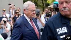 Sen. Bob Menendez, D-N.J., leaves federal court in New York, July 16, 2024. 