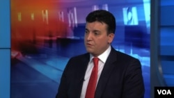 Crnogorski ministar pravde Andrej Milović u studiju Glasa Amerike (Foto: VOA)