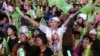 台灣總統大選期間民進黨支持者在台北集會。（2020年1月10日）