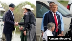 Predsednik Džo Bajden i Donald Tramp tokom boravka na američko-meksičkoj granici (Foto: Rojters)