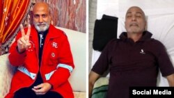 زرتشت احمدی راغب؛ تصویر سمت راست مربوط به وضعیت جسمی این زندانی سیاسی در دور پیشین اعتصاب غذای او است