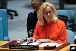 Sigrid Kag, viša koordinatorka Ujedinjenih nacija za humanitarnu pomoć i rekonstrukciju Gaze, prisustvuje sednici Saveta bezbednosti UN u sedišu UN u Njujorku, 2. jula 2024.