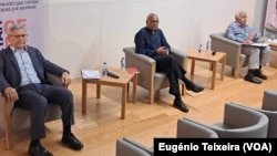 Jorge Carlos Fonseca (esq), José Maria Neves (cen) e Pedro Pires (dir). Praia, 2023 (Eugénio Teixeira)