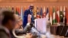 Uganda's permanent representative to the United Nations Adonia Ayebare speaks during the opening of the 19th Non-Aligned Movement (NAM) Summit in Kampala's Munyonyo suburb, Uganda, Jan. 15, 2024.