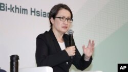 台灣民進黨副總統候選人、前駐美代表蕭美琴在台北與媒體會面。（2023年11月23日）