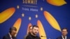 Presiden Ukraina Volodymyr Zelensky (tengah) menghadiri "KTT UkrainaEropa Tenggara" di Tirana, 28 Februari 2024. (Handout / LAYANAN PERS PRESIDEN UKRAINA / AFP)