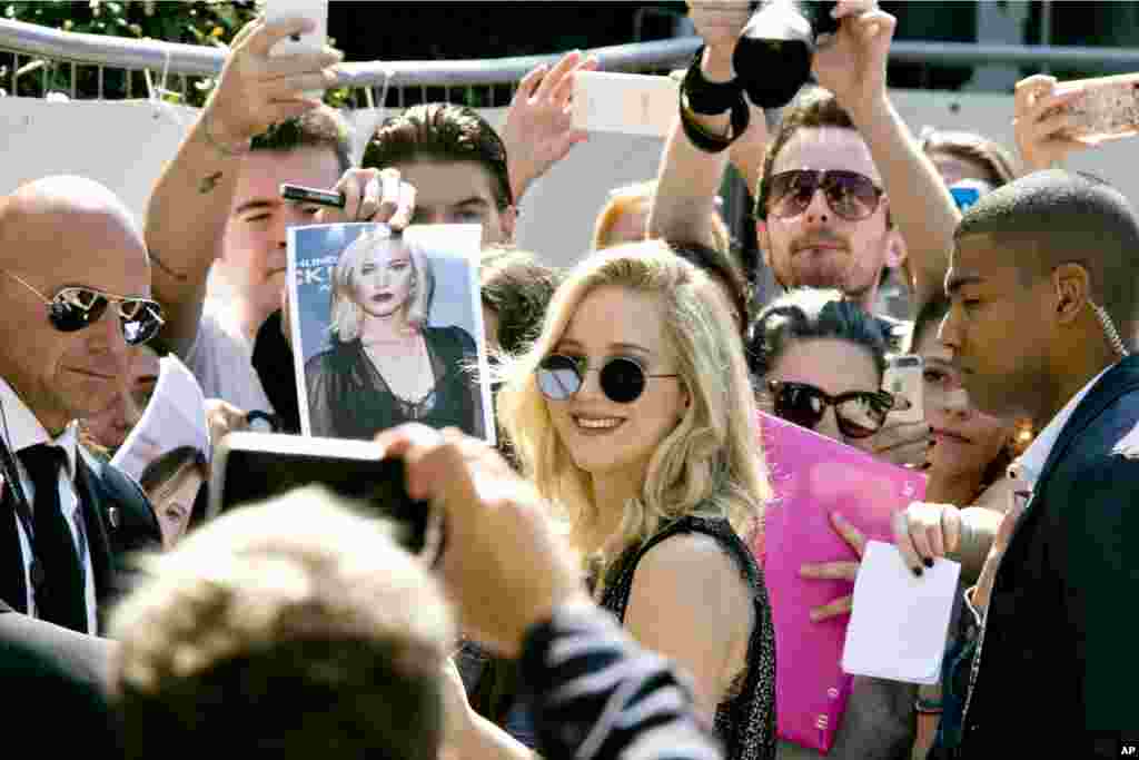 Actress Jennifer Lawrence arrives at the press conference for the film 'mother!' at the 74th edition of the Venice Film Festival in Venice, Italy.