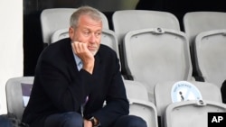 FILE - Chelsea soccer club owner Roman Abramovich attends a soccer match in Gothenburg, Sweden, May 16, 2021. U.S. authorities moved on June 6, 2022, to seize two luxury jets after linking Abramovich to both of them.