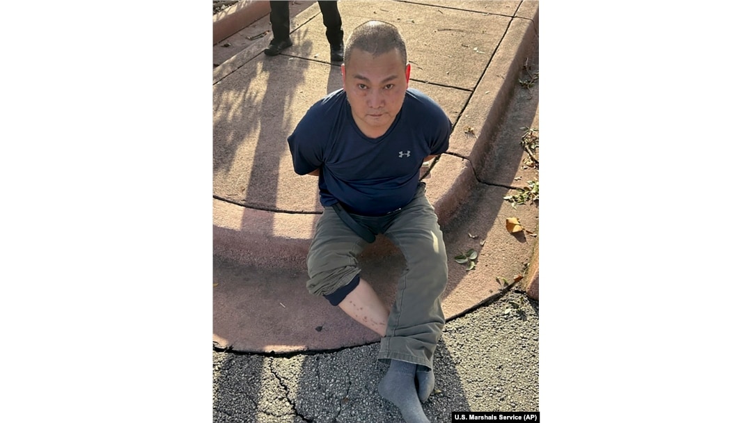 美國警方發布的照片顯示,涉嫌殺害四名華人的犯罪嫌疑人陳武已經被邁阿密警方逮捕。 (2022年11月22日)