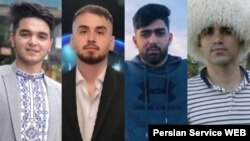 از راست: ناصر توسلی، مهربان سلاق، خسرو محمد قلی‌پور و دانیال قزلجایی، از فعالان ترکمن بازداشت شده در اعتراضات 