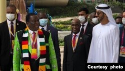 UMongameli Emmerson Mnangagwa ngesikhathi esembukisweni we2020 World Expo eDubai.