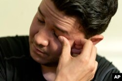Hasibullah Hasrat, now in the U.S., becomes emotional talking about his family, who he has been separated from for a year, May 4, 2022.