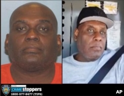 This image provided by the New York City Police Department shows a Crime Stoppers bulletin displaying photos of Frank R. James, 62, who has been identified by police as the renter of a U-Haul van possibly connected to the Brooklyn subway shooting, in New