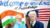 Estudiantes dan los toques finales a una pintura del primer ministro de la India, Narendra Modi, y del presidente estadounidense, Joe Biden, en una escuela de arte en Mumbai el 7 de septiembre de 2023, antes de la cumbre del G20 de dos días en Nueva Delhi. 
