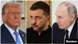 အမေရိကန်သမ္မတ Donald Trump, ယူကရိန်းသမ္မတ Volodimir Zelenskyy နဲ့ ရုရှားသမ္မတ Vladimir Putin (Photo: Reuters)
