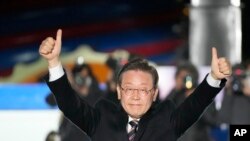 资料照片：韩国的总统候选人李在明（2022年3月8号）