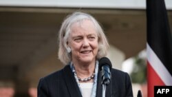 U.S. Ambassador to Kenya Meg Whitman speaks during press conference at the DCI headquarters in Nairobi, Jan. 12, 2023. 