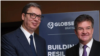 Predsednik Srbije Aleksandar Vučić i izaslanik EU za dijalog Miroslav Lajčak na Globsek forumu u Bratislavi (Instagram)