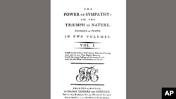 This image released by Penguin Classics shows the title page of the first edition of the 1789 book "The Power of Sympathy" by William Hill Brown. (Penguin Classics via AP)