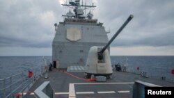 美國提康德羅加級導彈巡洋艦“安提頓”號(USS Antietam)2022年8月28日在台灣海峽開展行動。