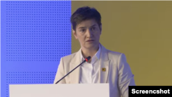 Predsednica tehničke Vlade Srbije Ana Brnabić na Prespa forumu u Ohridu (screenshot)