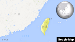 台灣地理位置圖。