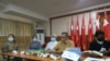 NLD ပါတီရုံးချုပ်မှာ လုပ်တဲ့ သတင်းစာရှင်းလင်းပွဲမြင်ကွင်း။ (ဖေဖော်ဝါရီ ၂၃၊ ၂၀၂၁)
