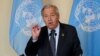 FILE - Antonio Guterres, secretary-general of the United Nations, speaks to reporters during the 76th Session of the U.N. General Assembly in New York, Sept. 20, 2021. 