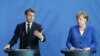 Francuski predsednik Emanuel Makron i nemačka kancelarka Angela Merkel na samitu u Berlinu