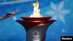 奧林匹克火炬抵達北京。（2021年10月20日）