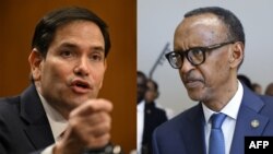 le secrétaire d'État américain Marco Rubio (à gauche) et le président rwandais Paul Kagame