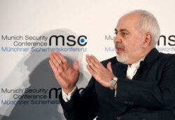 Iranian Foreign Minister Mohammad Javad Zarif speaks on the second day of the Munich Security Conference in Munich, Germany, Feb. 15, 2020.