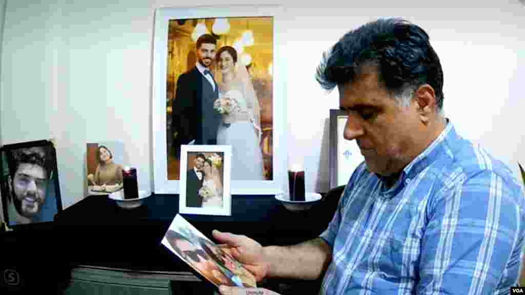 پشت صحنه فیلمبرداری مصاحبه بخش فارسی صدای آمریکا با محمد گرجی، پدر پونه گرجی. پونه گرجی و همسرش آرش پورضرابی از جان باختگان فاجعه سرنگونی پرواز پی اس ۷۵۲ بودند.