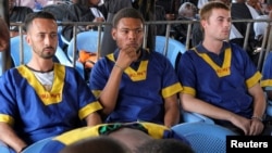 FILE — Benjamin Zalman Polun, Marcel Malanga and Tyler Thompson, are three American citizens suspected along with around 50 others to be involved in an attempted coup in Kinshasa, Democratic Republic of Congo, Sept. 13, 2024.