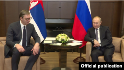 Predsednik Srbije Aleksandar Vučić na sastanku sa ruskim predsednikom Vladimirom Putinom