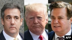 Majkl Koen, bivši advokat Donalda Trampa, predsednik SAD i bivši menadžer izbornog štaba Donalda Trampa (s leva na desno)