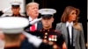FILE - U.S. President Donald Trump and first lady Melania Trump are seen during an arrival ceremony at the South Portico of the White House in Washington, Oct. 11 2017. Trump will be hosting the leaders of Estonia, Latvia and Lithuania at the White House 